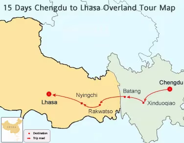 15 Days Chengdu Lhasa EBC via 318 National Highway Overland Tour Map
