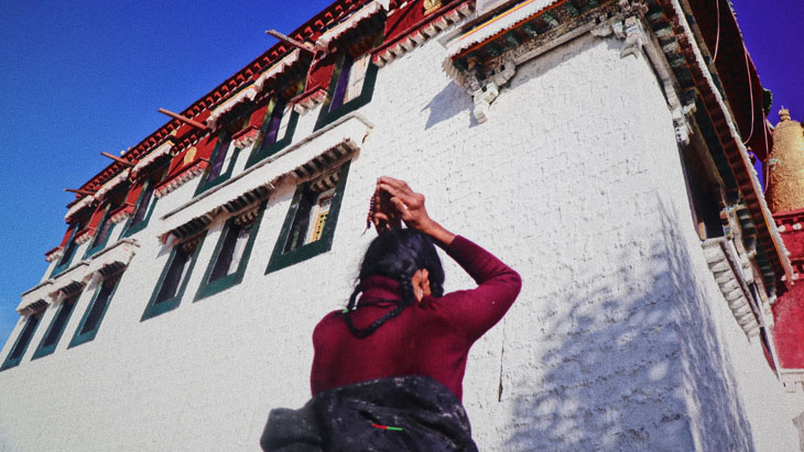 the Jokhang Temple and local Pilgrims