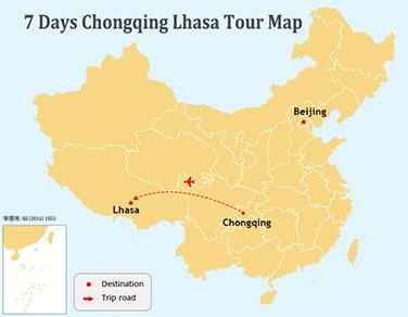 7 Days Classic Chongqing and Tibet Tour Map