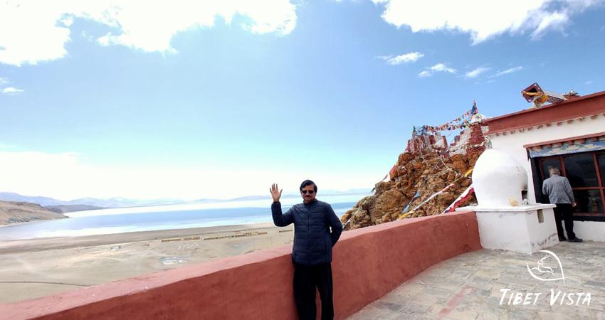 Admire sacred Lake Manasarovar at the nearby monastery
