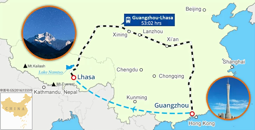Guangzhou and Tibet Tour Map Guangzhou and Tibet Tour Map