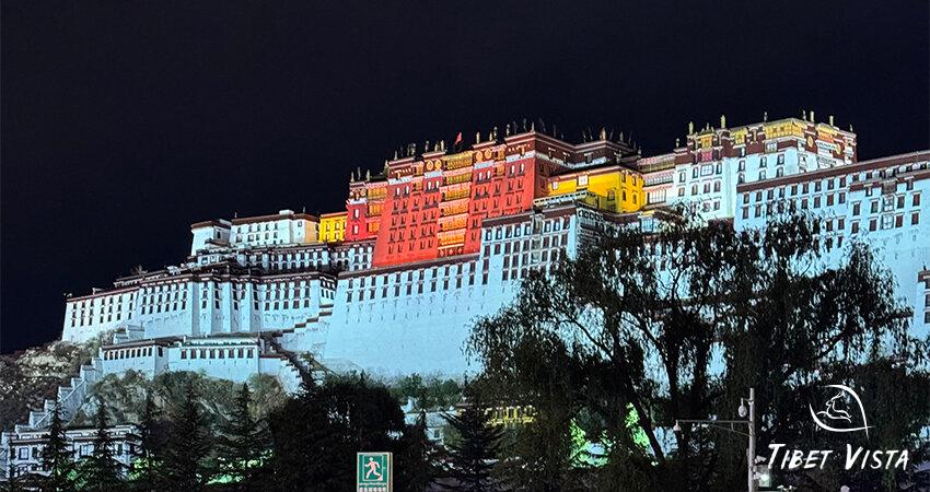 The Potala Palace at night.