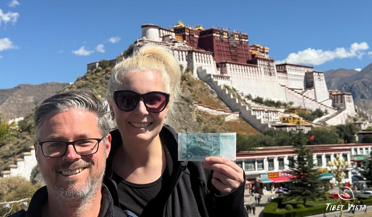 our guests took photos with potala palace in lhasa