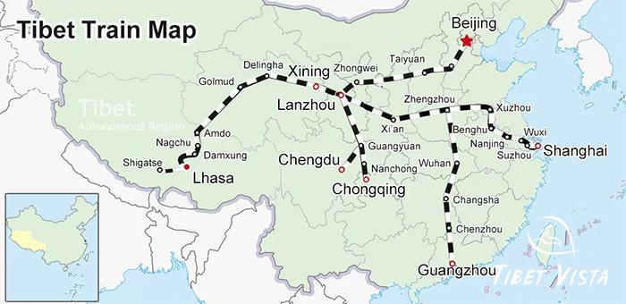 tibet train map
