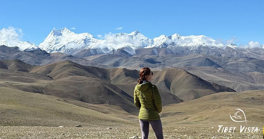 Snow-peaked mountains.